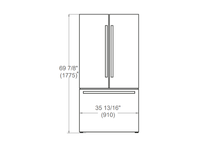 36 inch Freestanding Counter-Depth French Door Refrigerator - Gold Accents | Bertazzoni